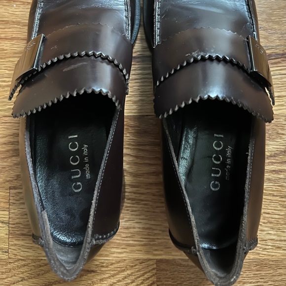 Vintage Gucci square toe leather loafters women’s size 7B Italy - Picture 11 of 14